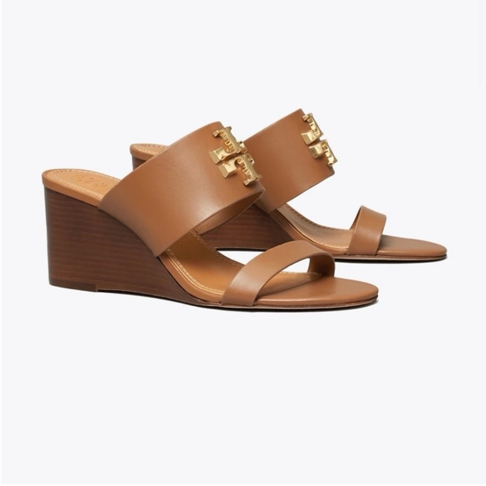 Tory Burch Everly Leather Wedge Slides, Sz 6.5 (brand new in Box)